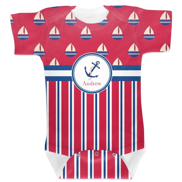 Custom Sail Boats & Stripes Baby Bodysuit 3-6 (Personalized)