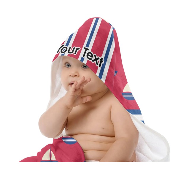 Sail Boats & Stripes Baby Hooded Towel on Child