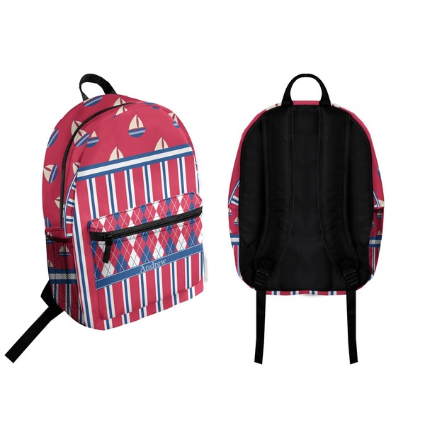 Sail Boats & Stripes Backpack front and back - Apvl