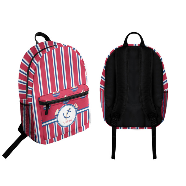Sail Boats & Stripes Backpack front and back - Apvl