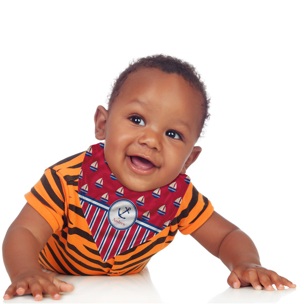 Sail Boats & Stripes Bandana Bib - (Lifestyle 1 boy)