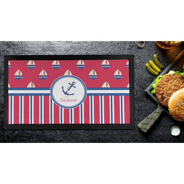 Sail Boats & Stripes Bar Mat - Small - LIFESTYLE