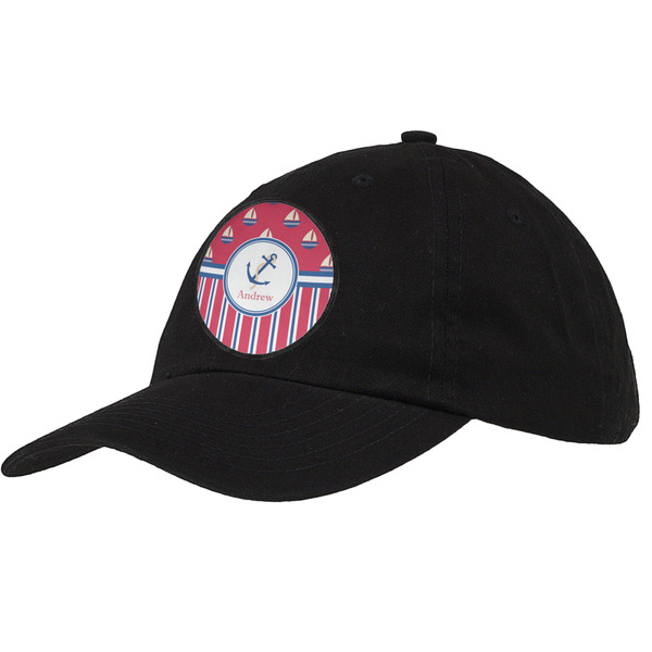 Custom Sail Boats & Stripes Baseball Cap - Black (Personalized)
