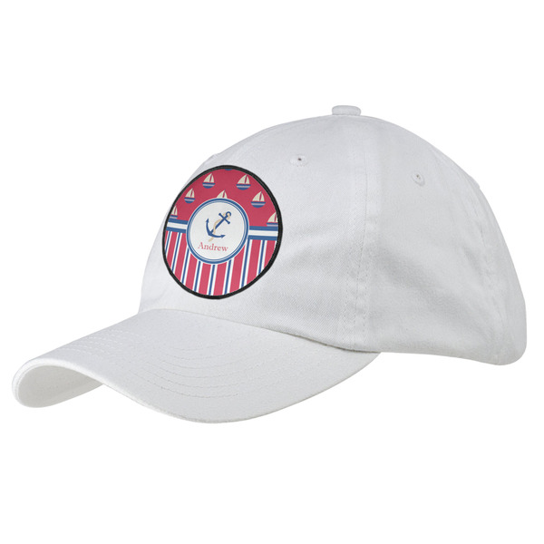 Custom Sail Boats & Stripes Baseball Cap - White (Personalized)