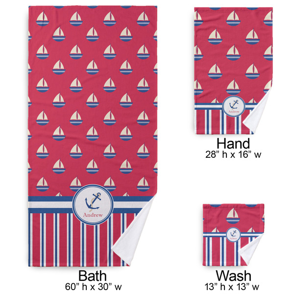 Sail Boats & Stripes Bath Towel Sets - 3-piece - Approval