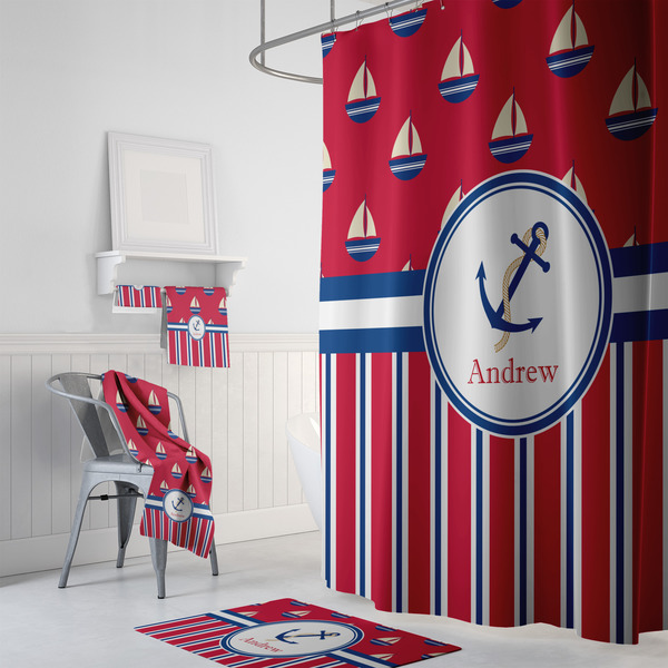 Sail Boats & Stripes Bath Towel Sets - 3-piece - In Context