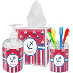 Sail Boats & Stripes Acrylic Bathroom Accessories Set w/ Name or Text