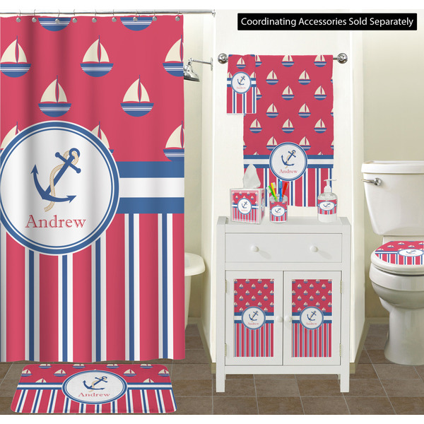 Sail Boats & Stripes Bathroom Scene
