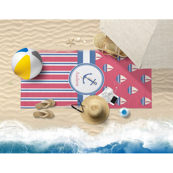 Sail Boats & Stripes Beach Towel Lifestyle