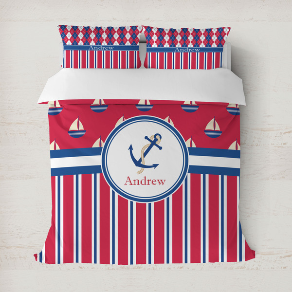 Custom Sail Boats & Stripes Duvet Cover (Personalized)