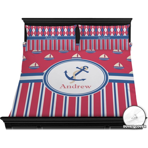 Sail Boats & Stripes Bedding Set (King) - Duvet