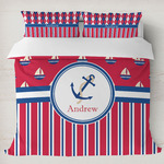 Sail Boats & Stripes Duvet Cover Set - King (Personalized)