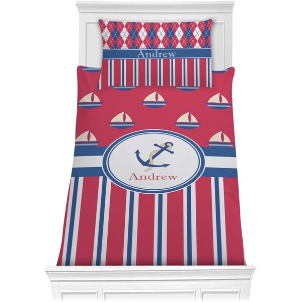 Custom Sail Boats & Stripes Comforter Set - Twin XL (Personalized)