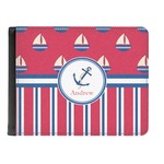 Sail Boats & Stripes Genuine Leather Men's Bi-fold Wallet (Personalized)