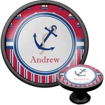 Sail Boats & Stripes Cabinet Knob (Black) (Personalized)