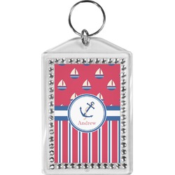 Sail Boats & Stripes Bling Keychain (Personalized)