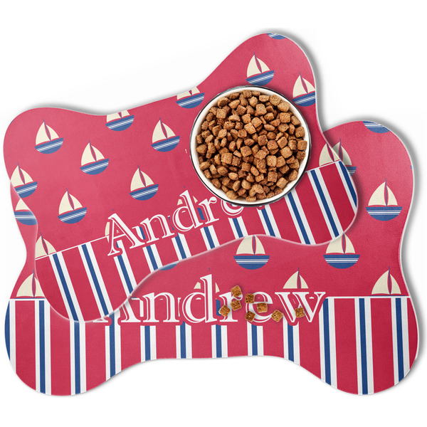 Sail Boats & Stripes Bone Shaped Dog Mats - MAIN