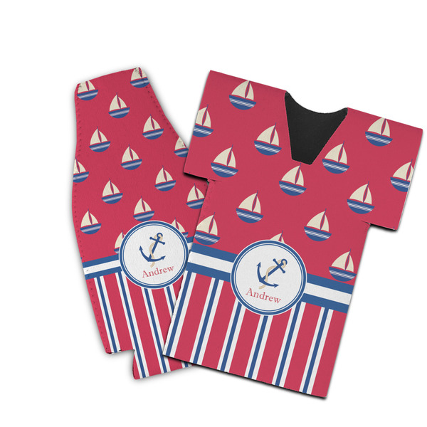 Custom Sail Boats & Stripes Bottle Cooler (Personalized)