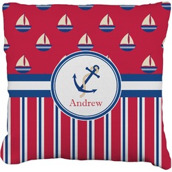 Sail Boats & Stripes Faux-Linen Throw Pillow 18" (Personalized)