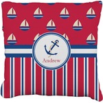 Sail Boats & Stripes Faux-Linen Throw Pillow 20" (Personalized)