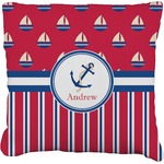Sail Boats & Stripes Faux-Linen Throw Pillow 26" (Personalized)