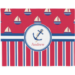 Sail Boats & Stripes Woven Fabric Placemat - Twill w/ Name or Text