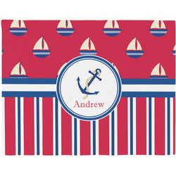 Sail Boats & Stripes Woven Fabric Placemat - Twill w/ Name or Text