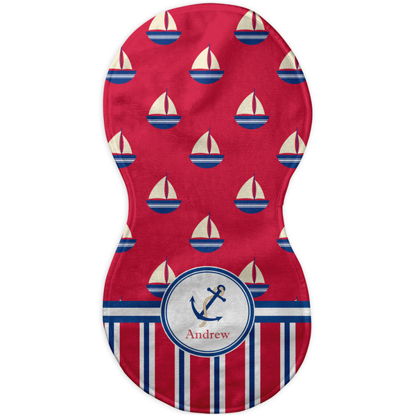 Sail Boats & Stripes Burp Peanut Shaped Flat