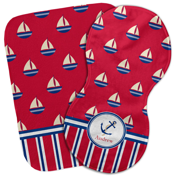 Custom Sail Boats & Stripes Burp Cloth (Personalized)
