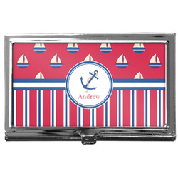 Sail Boats & Stripes Business Card Case