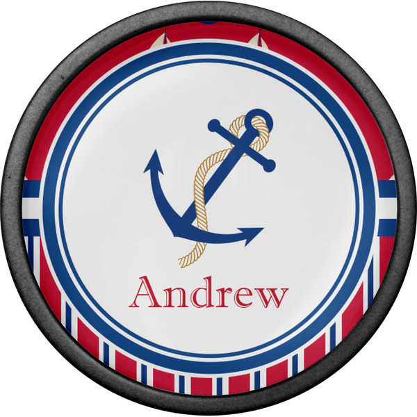 Sail Boats & Stripes Cabinet Knob - Black - Front