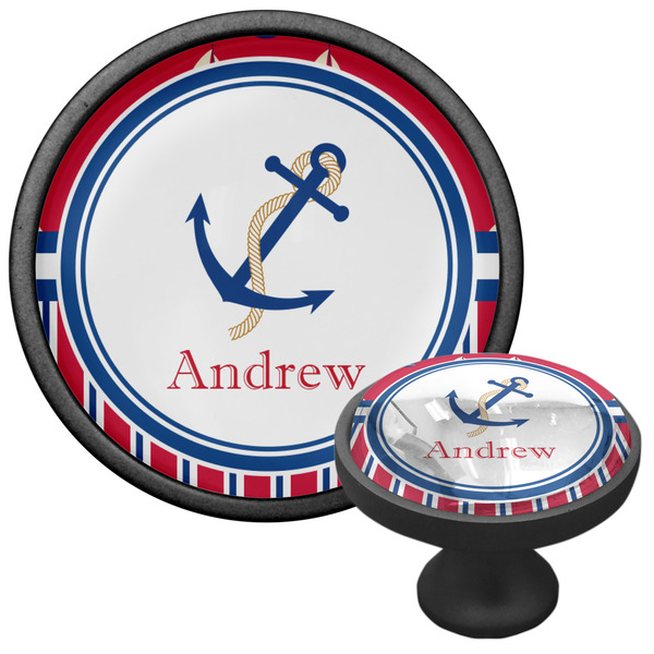 Sail Boats & Stripes Cabinet Knob - Black - Multi Angle