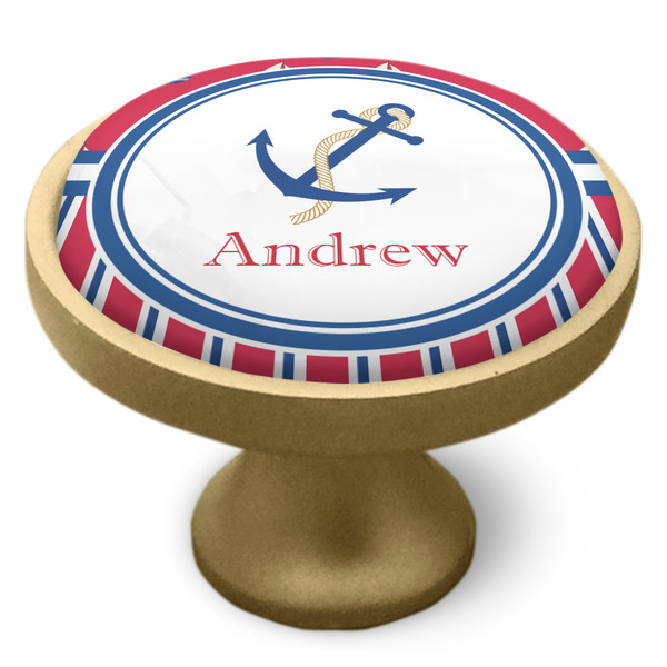 Sail Boats & Stripes Cabinet Knob - Gold - Side