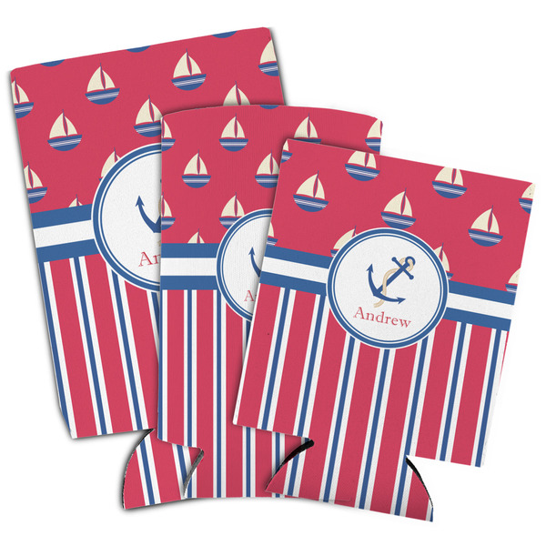 Sail Boats & Stripes Can Coolers - PARENT/MAIN