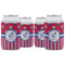 Sail Boats & Stripes Can Cooler (12 oz) - Set of 4 w/ Name or Text