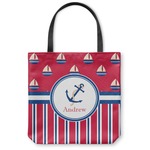 Sail Boats & Stripes Canvas Tote Bag - Small - 13"x13" (Personalized)