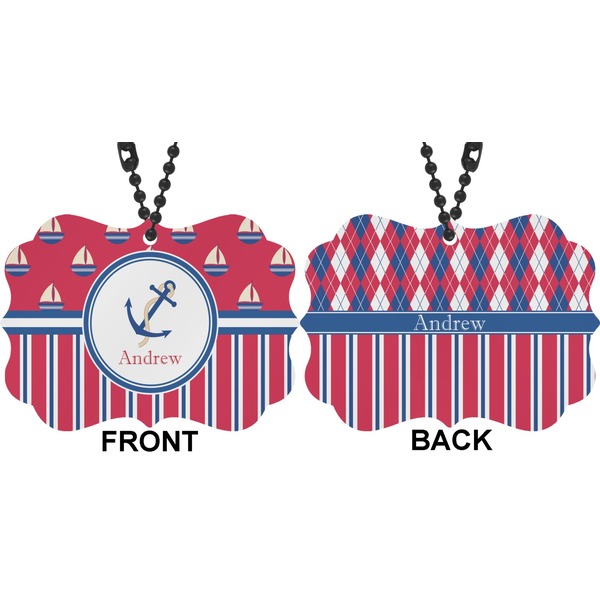 Sail Boats & Stripes Car Ornament (Approval)