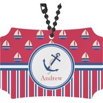 Sail Boats & Stripes Rear View Mirror Ornament (Personalized)
