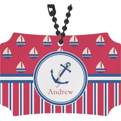 Sail Boats & Stripes Rear View Mirror Ornament (Personalized)