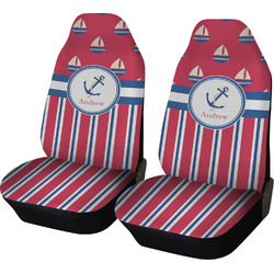 Sail Boats & Stripes Car Seat Covers (Set of Two) (Personalized)
