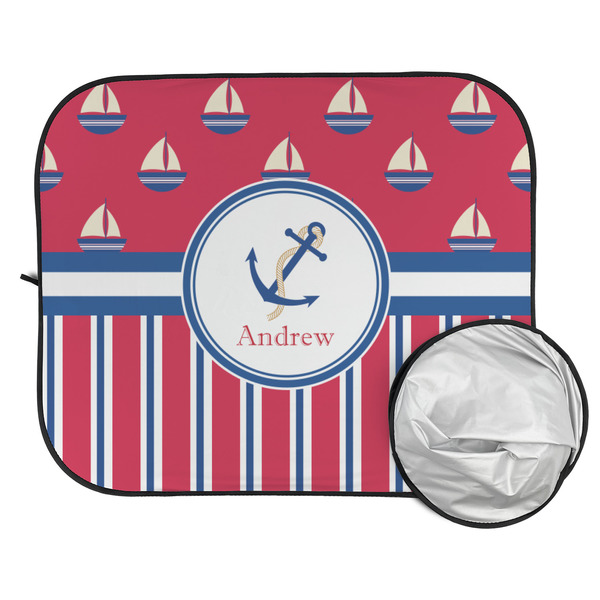 Sail Boats & Stripes Car Sun Shades - FOLDED & UNFOLDED