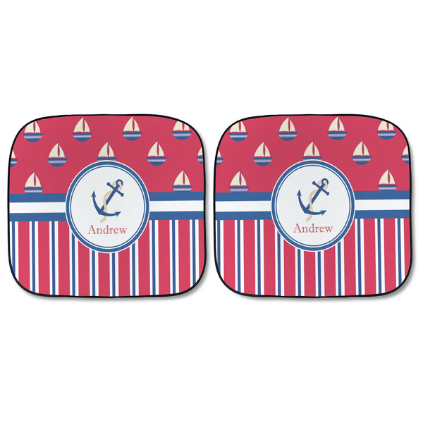 Sail Boats & Stripes Car Sun Shades - FRONT