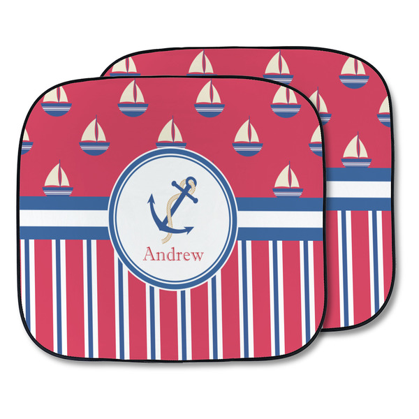 Custom Sail Boats & Stripes Car Sun Shade - Two Piece (Personalized)