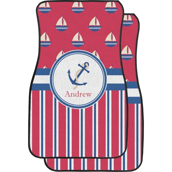 Custom Sail Boats & Stripes Car Floor Mats (Front Seat) (Personalized)
