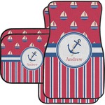 Sail Boats & Stripes Car Floor Mats Set - 2 Front & 2 Back (Personalized)