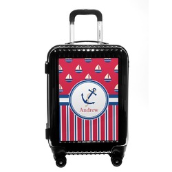 Sail Boats & Stripes Carry On Hard Shell Suitcase (Personalized)