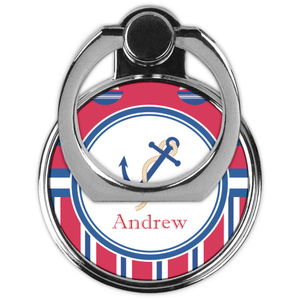 Sail Boats & Stripes Cell Phone Ring Stand & Holder - Front (Collapsed)