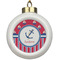 Sail Boats & Stripes Ceramic Ball Ornament (Personalized)