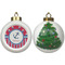 Sail Boats & Stripes Ceramic Christmas Ornament - X-Mas Tree (APPROVAL)
