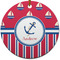 Sail Boats & Stripes Ceramic Flat Ornament - Circle (Front)